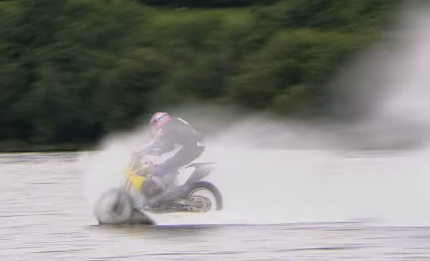 Is it possible to ride a motorbike on a lake?
